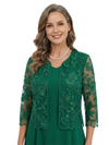 ChicSew Modern Chiffon Midi Mother Of The Groom Gown and Long Sleeve Lace Jacket