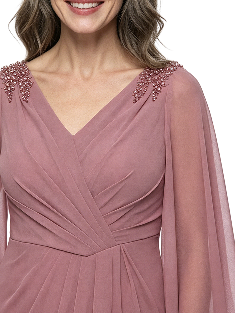 ChicSew Elegant V-Neck Ruched Side Slit Chiffon Mermaid Mother Of The Bride Dresses
