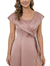 ChicSew Elegant Portrait Neckline Silky Satin Mother Of The Bride Dress High Low A-Line Gown