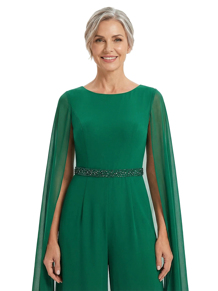 ChicSew Scoop Cape Sleeves Jumpsuit Fancy Mother of the Bride Dresses