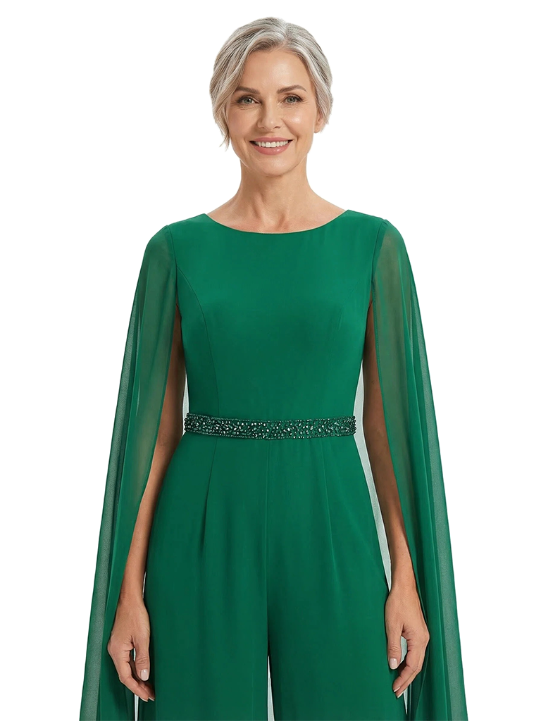 ChicSew Scoop Cape Sleeves Jumpsuit Fancy Mother of the Bride Dresses