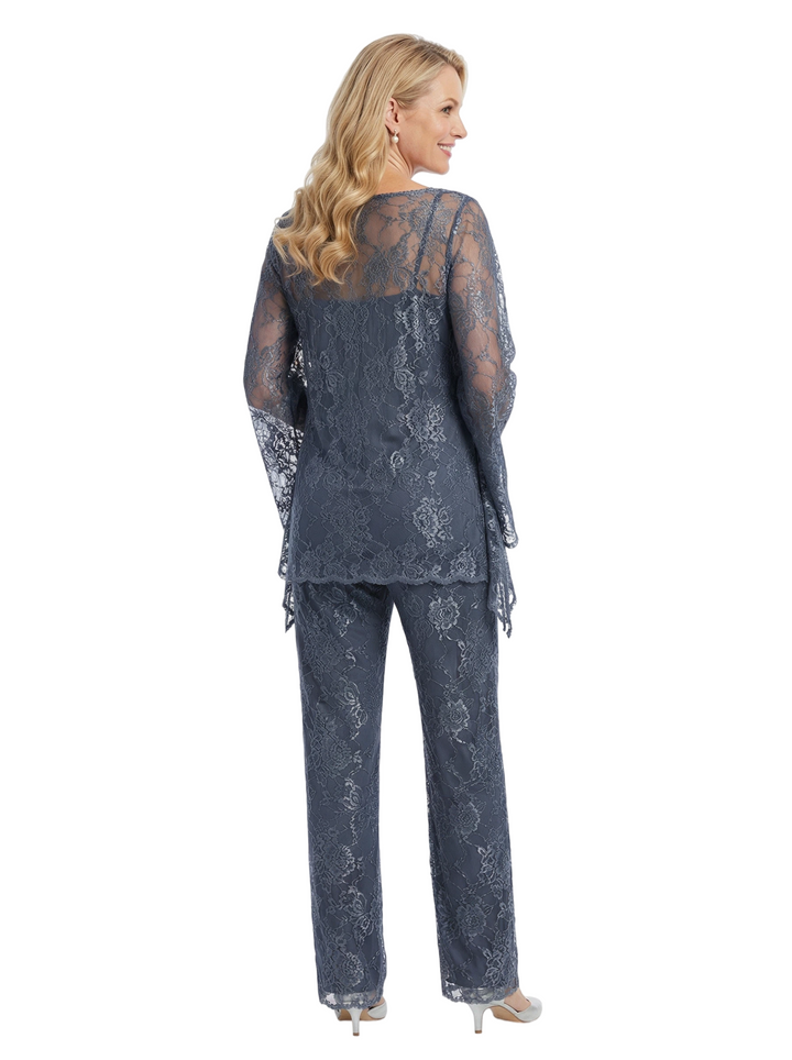 ChicSew Exquisite Lace Mother Of The Groom PantSuits Scoop Long Sleeves Modern Evening Set