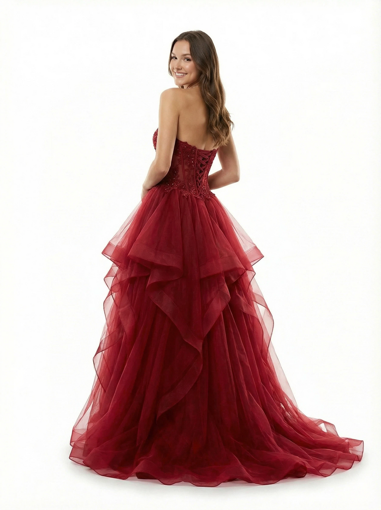 Sweet Tulle And Lace A-line Sweetheart Long Party Prom Dresses