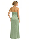 Elegant Jacquard Satin Strapless Sleeveless Mermaid Long Formal Evening Dresses