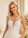 ChicSew Romantic Sleeveless Mermaid Lace Wedding Dress With Illusion Neck And Long Train