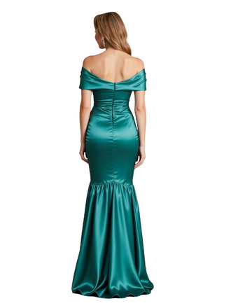Elegant Off The Shoulder Silky Satin Mermaid Floor-Length Mother Of The Bride Dresses