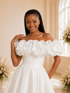 ChicSew Fancy Off The Shoulder A-Line Satin Tea-Length Wedding Dress