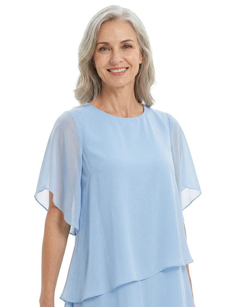 ChicSew Classy Flutter Sleeves Chiffon Mother Of The Groom Pant Suit
