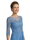 ChicSew Illusion Long Sleeve Lace Ruched A-Line Floor Length Chiffon Fancy Mother of the Bride Dresses