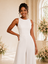 ChicSew Modern Jewel Sleeveless Crepe Floor-Length Wedding Jumpsuit