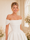 ChicSew Fancy Satin A-Line Off The Shoulder Boning Floor-Length Wedding Dresses