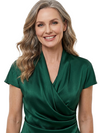 ChicSew Short Sleeve V-Neck Mermaid Satin Long Mother Of The Groom Dresses Fancy Sophisticated