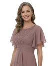ChicSew Beautiful Flutter Sleeve A-Line Chiffon Mother Of The Groom Gowns With Ruffle