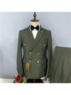 Clover Casual Men's Suit Slim Fit Double Breasted 3 Piece Business Tuxedos CN530