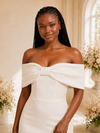 ChicSew Elegant Off The Shoulder Crepe Sheath Tea-Length Wedding Dress
