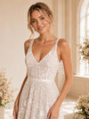 ChicSew Sexy Deep V-Back A-line Spaghetti Straps V-Neck Long Wedding Dresses Online