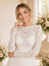 ChicSew Sexy Long Sleeves Side Slit Sabrina Mermaid Lace Wedding Dresses With Long Train