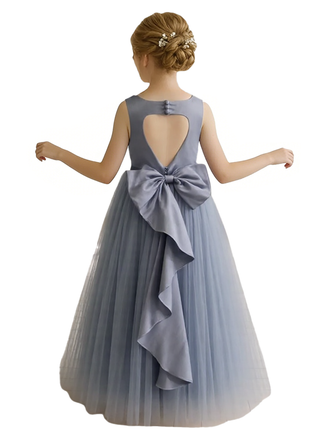 Beautiful Round Neck Sleeveless Flower Girl Dress A-Line Bow Knot Tulle Gown For Weddings Special Occasions