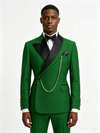 Classic 3 Piece Green Men's Suit with Regular Fit and Sophisticated Peak Lapel