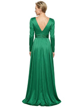 Modest Long Sleeves Scoop Neckline Satin Mother Of The Bride Gown