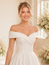 ChicSew Classy A-Line Off The Shoulder Pleated Crepe High-Low Long Wedding Dress