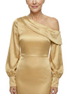 Elegant Long Sleeves Sheath Mother Of The Bride Satin Evening Gown