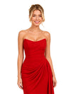 Chicsew Straight Across Ruching Sleeveless Chiffon Mermaid Long Bridesmaid Dresses
