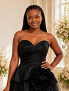 ChicSew Modern Satin Sweetheart A-Line Maxi Tulle Wedding Dress With Flower