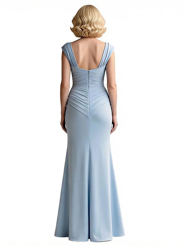 Elegant Mermaid Sweetheart Crepe Sleeveless Ruffles Mother of the Brides Dresses