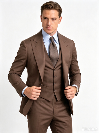 Classic 1 Piece Chocolate Men's Suit with Regular Fit and Sophisticated Peak Lapel