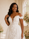 ChicSew Beautiful Off The Shoulder Lace Tulle Sheath High-Low Wedding Dress
