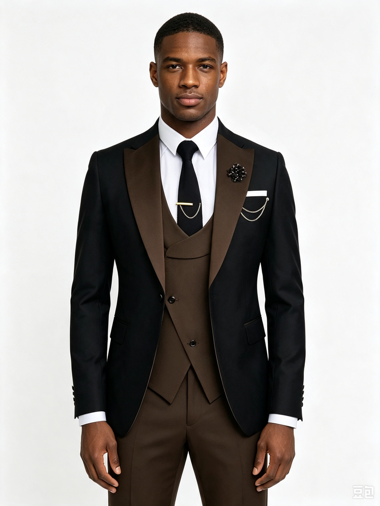 Color Blocking 1 Piece Men's Suit with Regular Fit and Sophisticated Peak Lapel