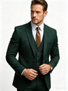 Classic 3 Piece Dark Green Men's Suit with Regular Fit and Sophisticated Peak Lapel