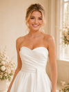 ChicSew Classy Sweetheart Ruching Sleeveless Satin A-Line High-Low Wedding Dress
