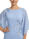 ChicSew Elegant Chiffon Flutter Sleeves Jewel A-Line Mother Of The Groom Gown With Applique