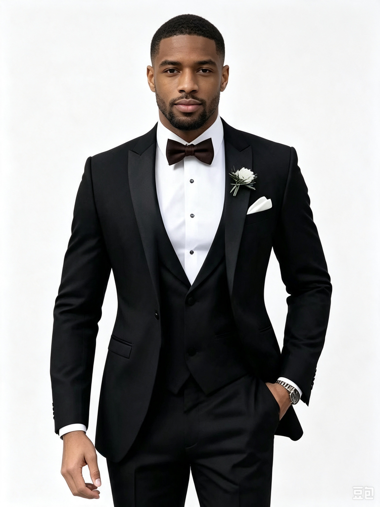 Classic 3 Piece Black Men's Suit with Regular Fit and Sophisticated Peak Lapel