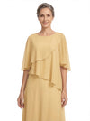 ChicSew Modern Ruffle Bodice A-Line Chiffon Mother Of The Bride Gowns With Half Sleeves