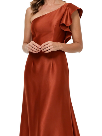 ChicSew One Shoulder Ruffle Mother Of The Groom Dress Satin High Low Hemline Fancy Attire
