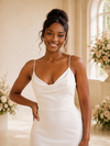 ChicSew Modern Spaghetti Straps V-Neck Sleeveless Crepe Mermaid Maxi Wedding Dress