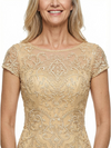 ChicSew Elegant Jewel Cap Sleeves Mermaid Mother Of The Bride Gown Lace Tulle Overlay