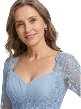 ChicSew Classy Chiffon Mother Of The Bride Dresses With Lace Long Sleeves Maxi Mom Dresses