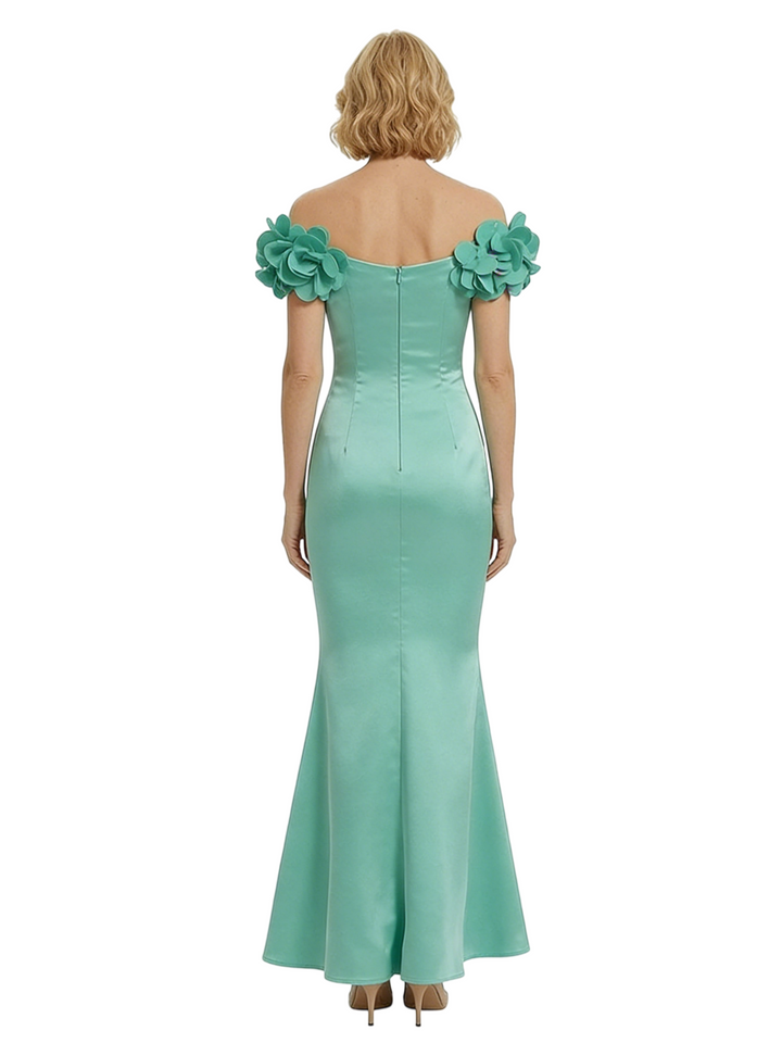 Chicsew Fancy Mother Of The Bride Dress V-Neck Sleeveless Mermaid Floor Length Satin