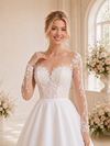 ChicSew Elegant Unique Long Sleeves Lace Satin A-Line Maxi Long Wedding Dresses