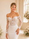 ChicSew Fancy Sexy Lace Tulle Off The Shoulder Long Sleeves Boning Mermaid Maxi Wedding Dresses With Train