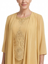 ChicSew Classy Chiffon Mother Of The Groom PantSuits Three Piece Set With Lace Appliques Bodice