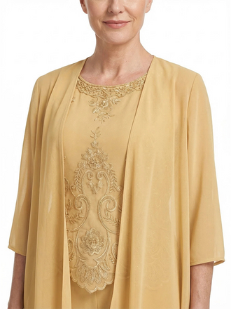 ChicSew Classy Chiffon Mother Of The Groom PantSuits Three Piece Set With Lace Appliques Bodice