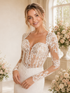 ChicSew Elegant Fancy Lace Applique Long Sleeves Mermaid Crepe Maxi Wedding Dress