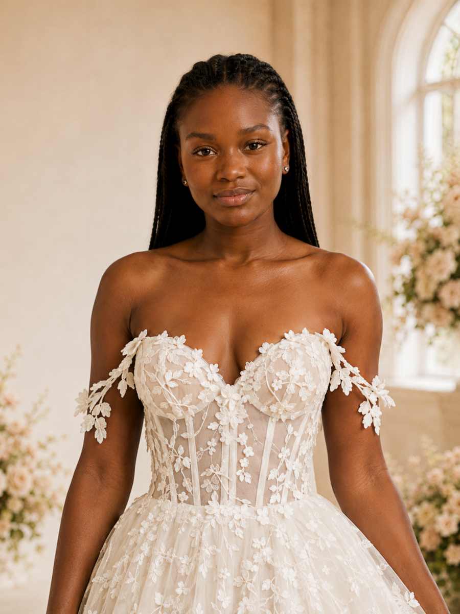 ChicSew Romantic A-Line Off The Shoulder Boning Lace Maxi Wedding Dress