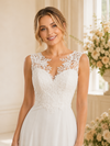 ChicSew Elegant Fancy Illusion Sleeveless Lace Applique Chiffon A-Line Maxi Wedding Dress