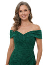 ChicSew Floral Burnout Chiffon Classy Off Shoulder Mermaid Floor Length Mother Of The Bride Gown